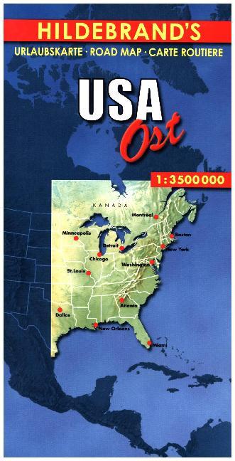 Hildebrand's Urlaubskarte USA, Ost. USA, the East. USA l'Est