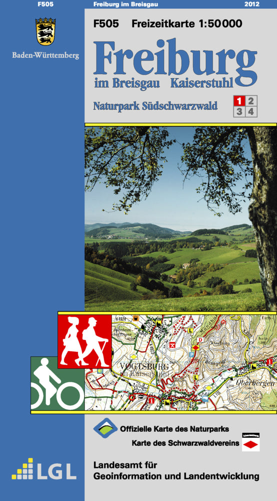 Topographische Freizeitkarte Baden-Württemberg Freiburg im Breisgau, Kaiserstuhl