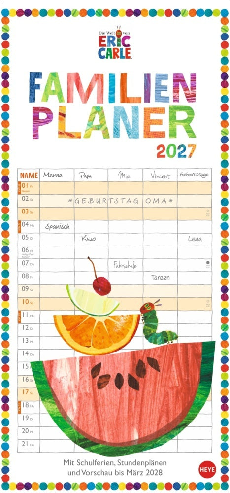 Die kleine Raupe Nimmersatt Familienplaner 2027