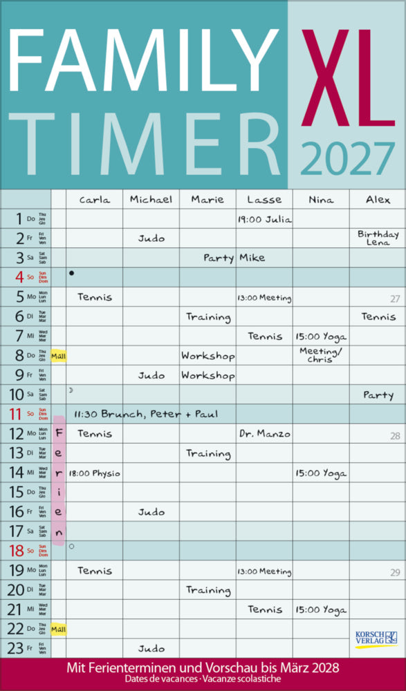 XL Family Timer 2027 (Korsch Verlag)