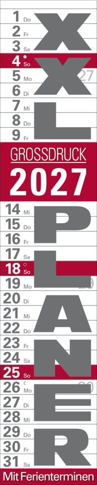XXL Planer Großdruck rot 2027 (Korsch Verlag)