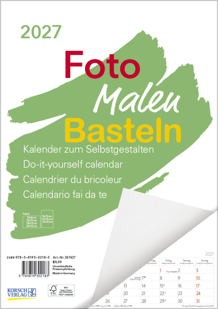 Foto-Malen-Basteln A4 weiß Notice 2027 (Korsch Verlag)