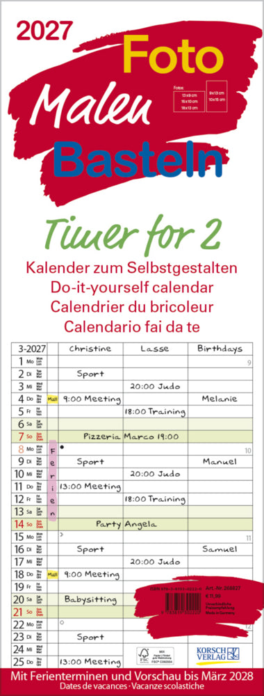 Foto-Malen-Basteln Timer for 2 2027 (Korsch Verlag)
