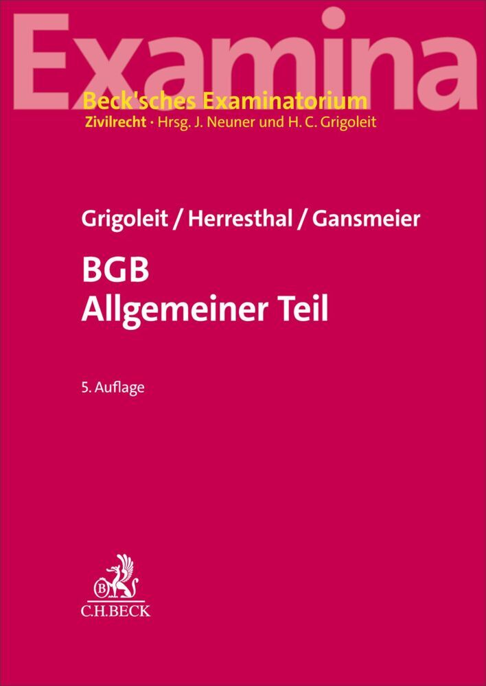 BGB Allgemeiner Teil (Hans Christoph Grigoleit)