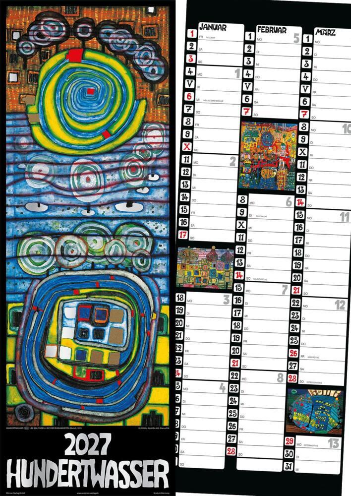 Hundertwasser Streifenkalender Art 2027 (Wörner Verlag Gmbh)