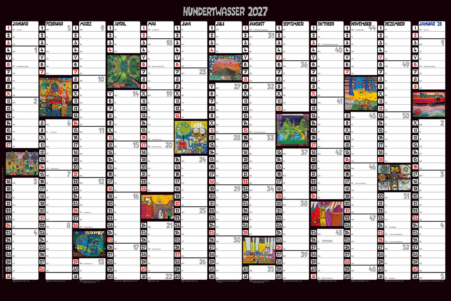 Hundertwasser Jahresplaner Art 2027 (Wörner Verlag Gmbh)