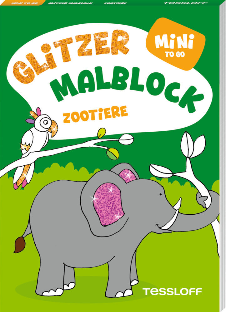 Mini Glitzer Malblock to go. Zootiere