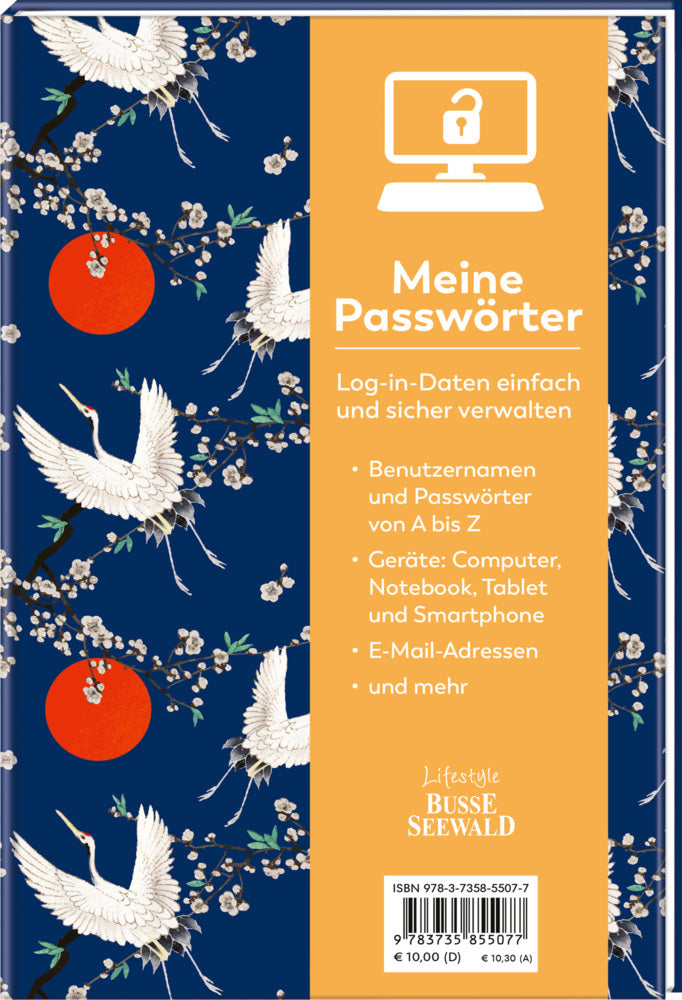 Meine Passwörter. Ein Eintragebuch für Ihre Zugangsdaten, das Sie einfach in Ihrem Bücherregal verstecken können. (Frechverlag)
