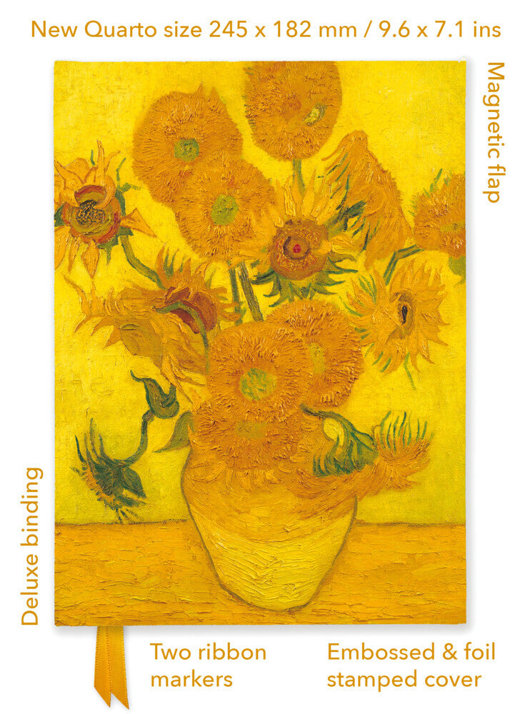 Premium Notizbuch Quartformat: Vincent van Gogh, Sonnenblumen (Flame Tree Publishing)