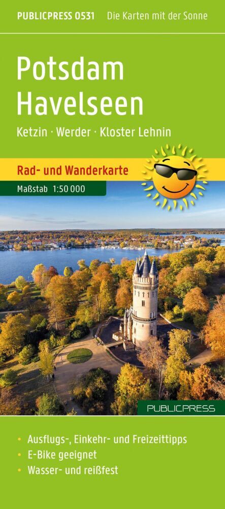 Publicpress Rad- und Wanderkarte Potsdam, Havelseen, Ketzin, Warder, Kloster Lehnin 1:50.000