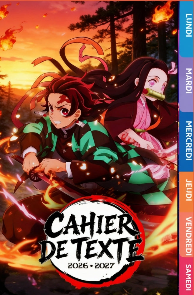 Cahier de Texte 2026 2027 Demon Slayer (Auth. Rania Havre)