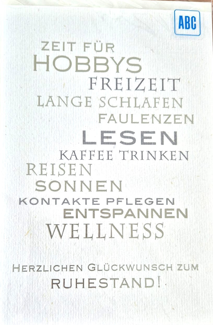 Herzlichen Glückwusch zum Ruhestand