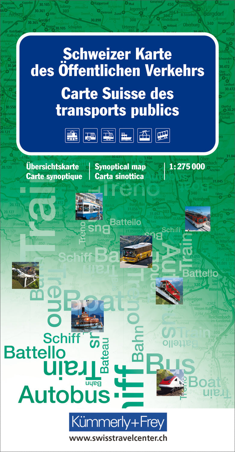 Kümmerly+Frey Karte Schweizer Karte des öffentlichen Verkehrs. Carte Suisse des transport publics. Carta Svizzera dei trasporti pubblici. Map of Swiss Public Transport