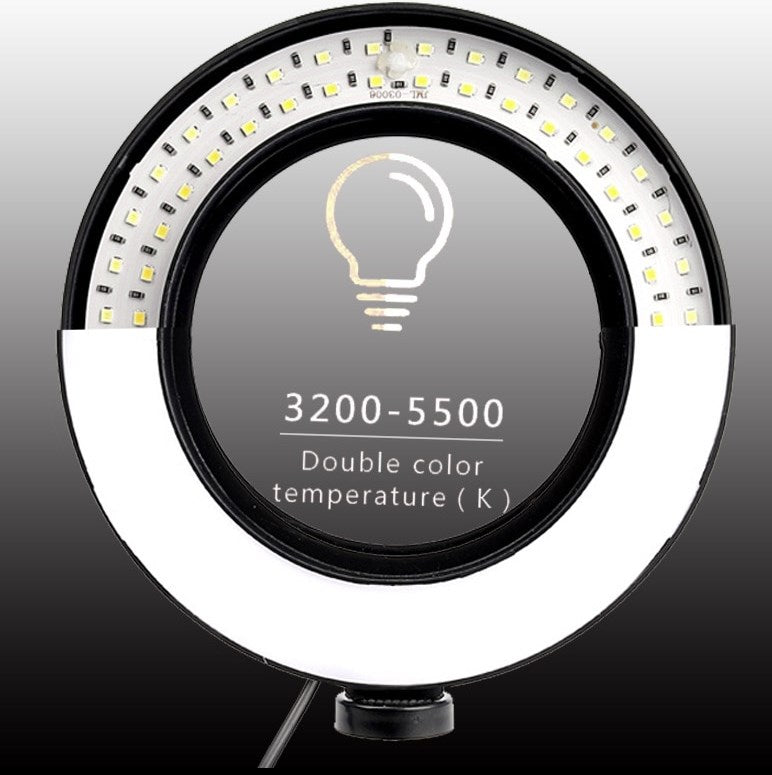 Improovv LED-Ringlicht 16cm, mit Klemmhalter und Kabelfernbedienung