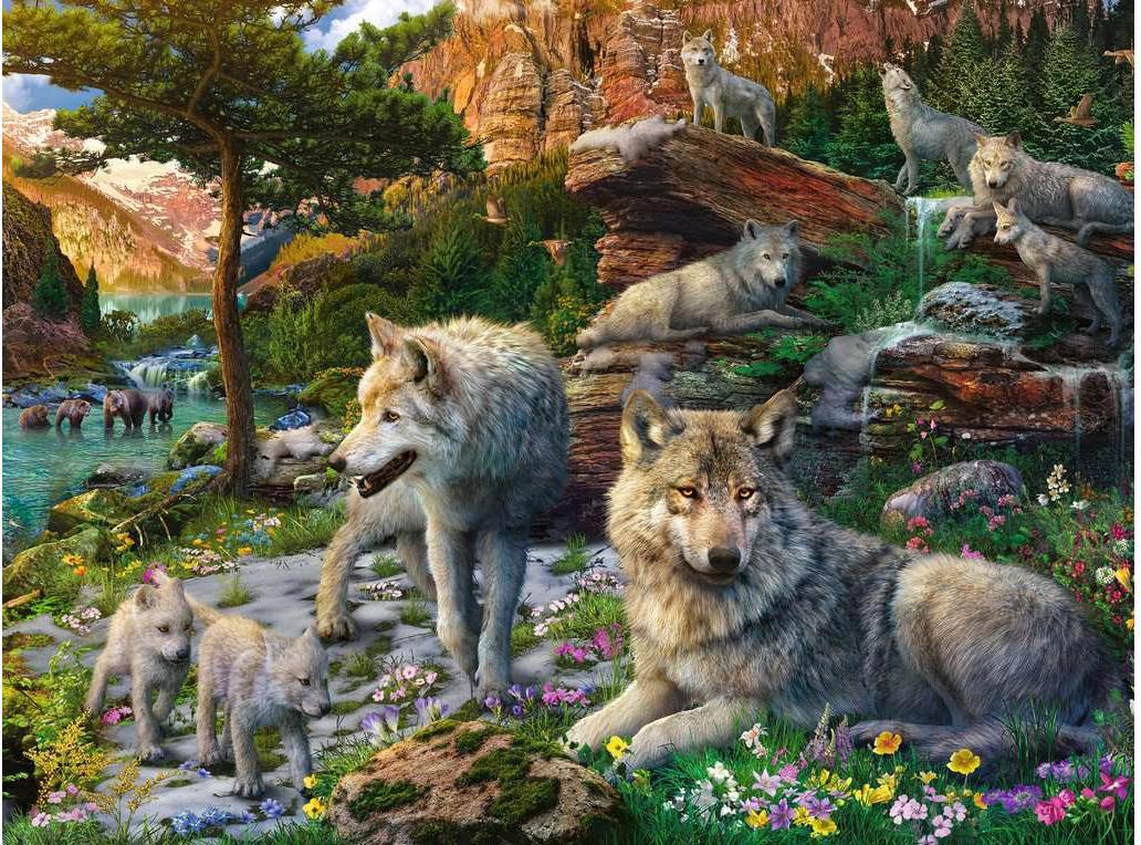 Ravensburger Puzzle 16598 - Wolfsrudel im Frühlingserwachen - 1500 Teile Puzzle für Erwachsene und Kinder ab 14 Jahren