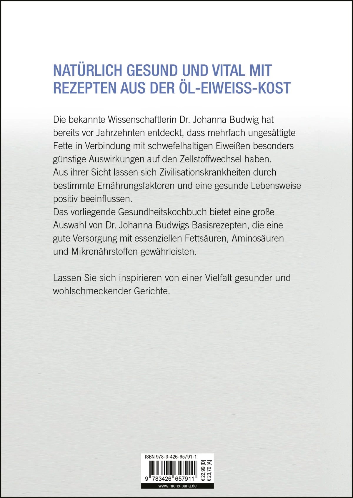 Droemer Knaur Basisrezepte aus der Öl-Eiweiß-Kost (Deutsch, 2016, Johanna Budwig)