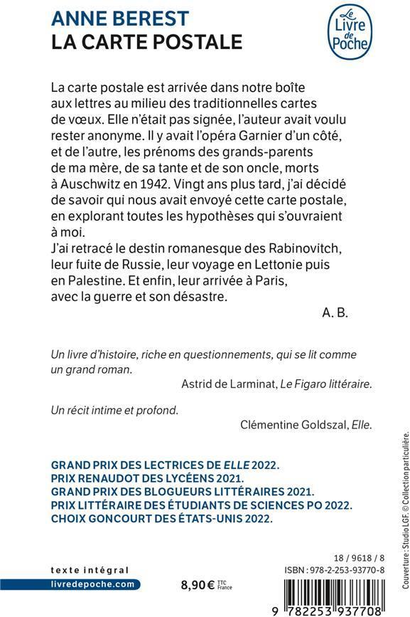 Le livre de poche La carte postale (Französisch, 2022, Anne Berest)