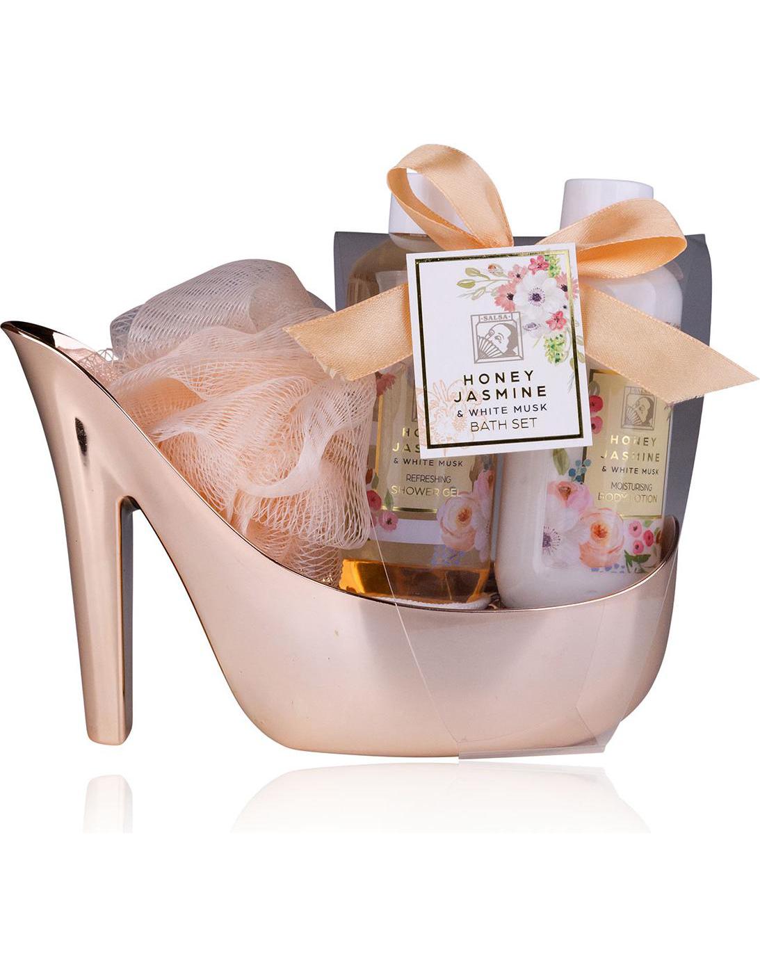 Bade-Set Honey Jasmine im Schuh (Farbe: roségold)