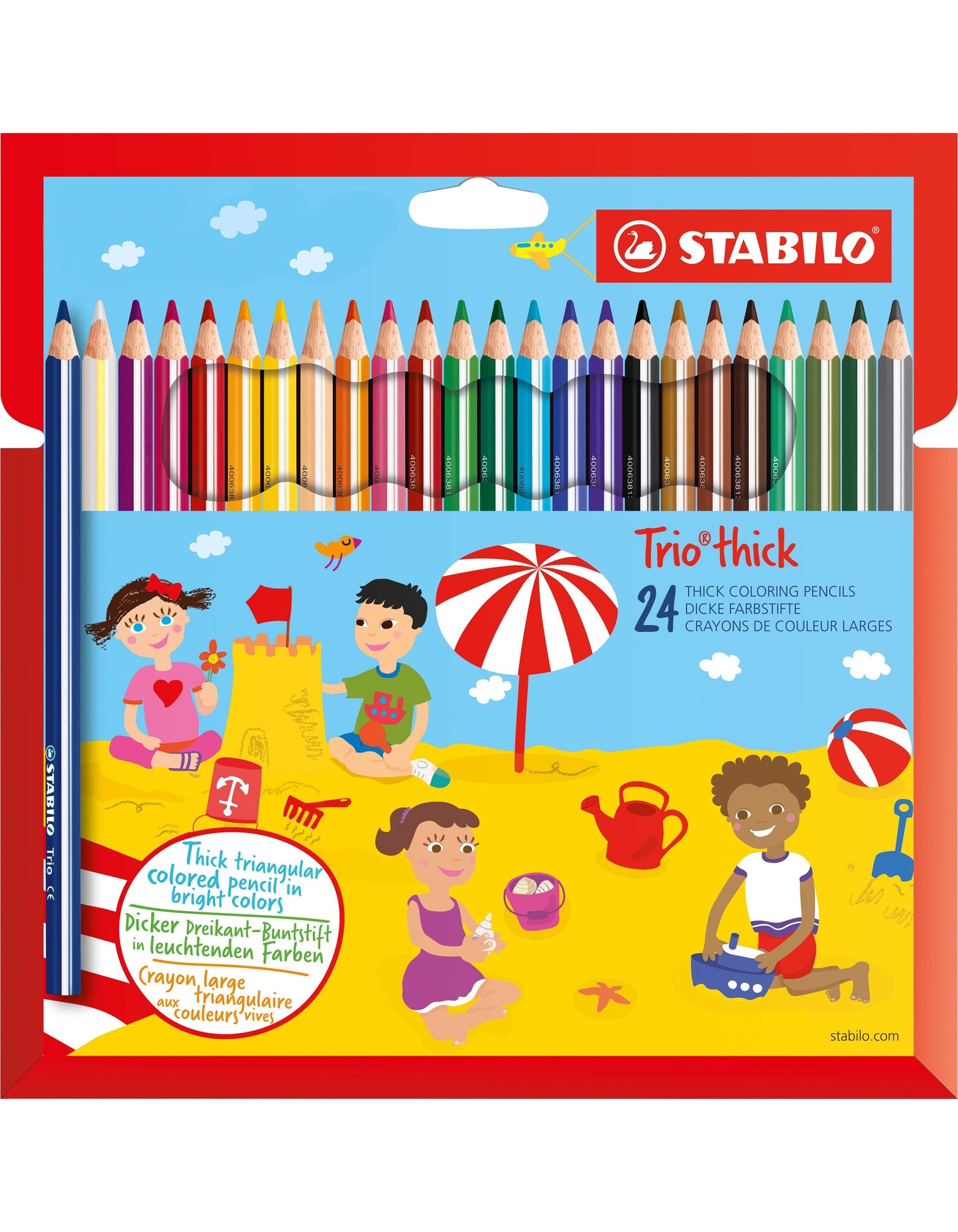 STABILO Trio dick Dreikant-Buntstift (Mehrfarbig, 24 x)