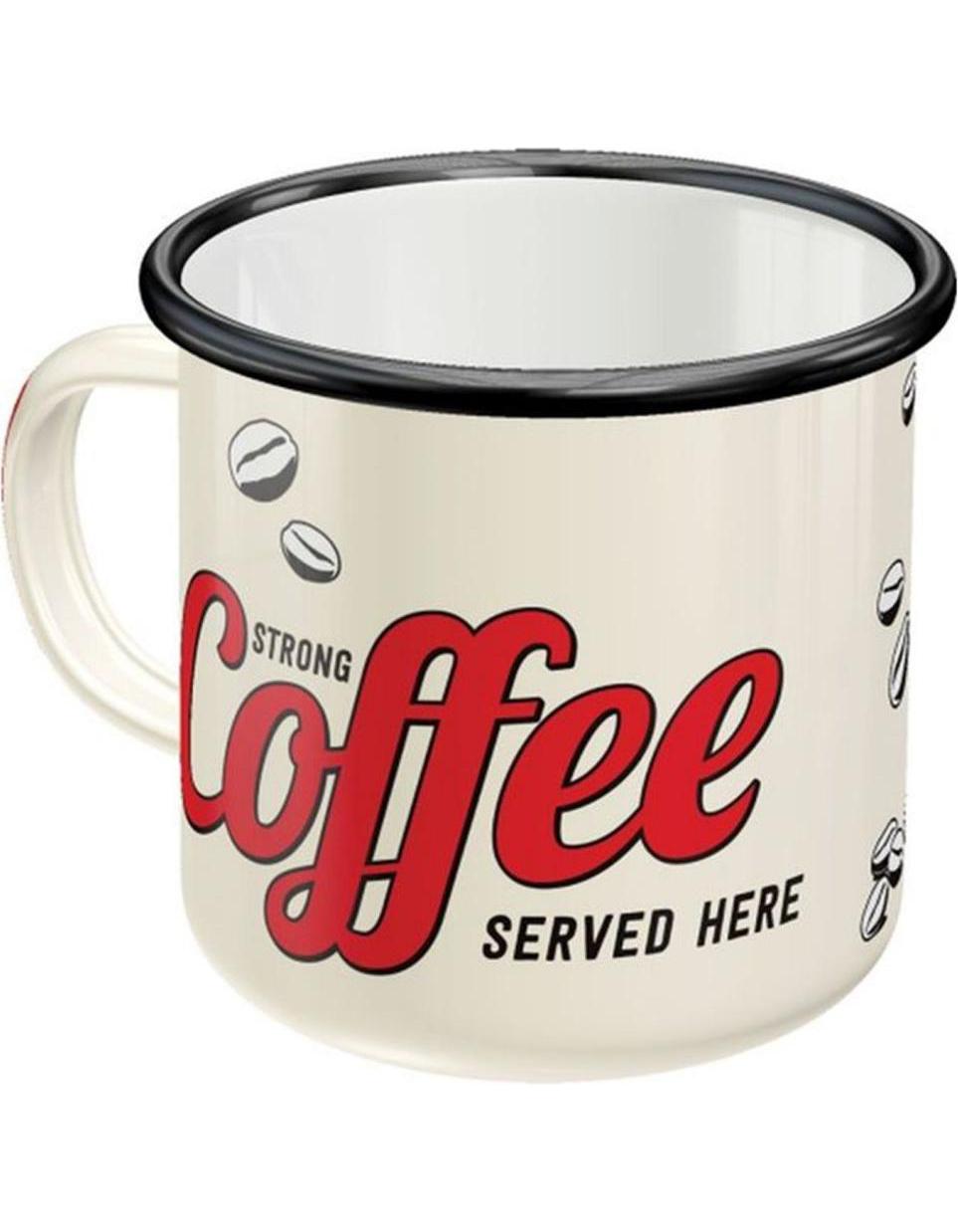 Nostalgic-Art Merchandising Emaille-Becher Strong Coffee (360 ml, 1 x)