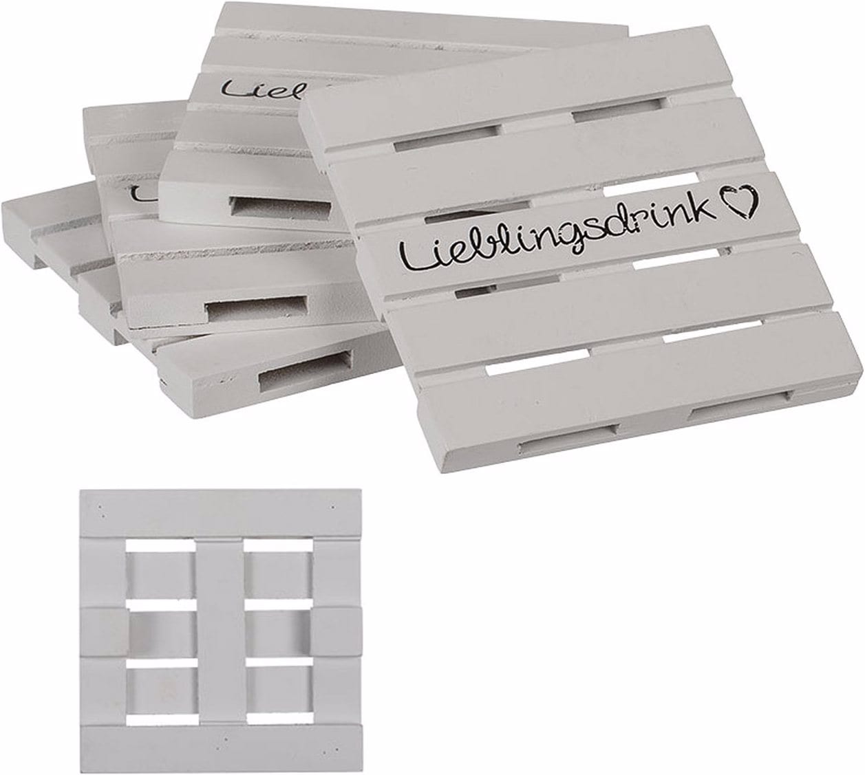 Holzpaletten-Untersetzer "Lieblingsdrink" 4er-Set
