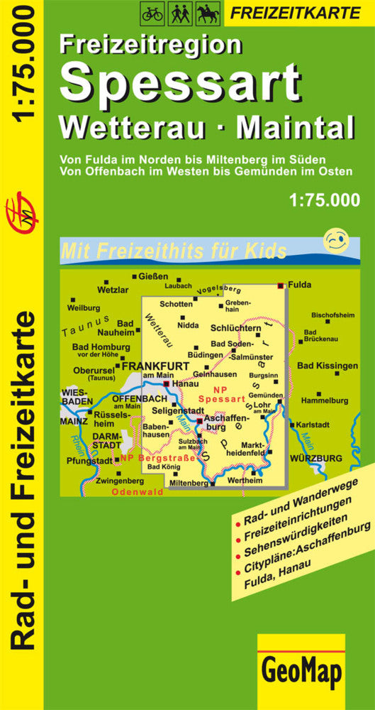 Spessart, Wetterau, Maintal Rad- und Freizeitkarte (Geomap)