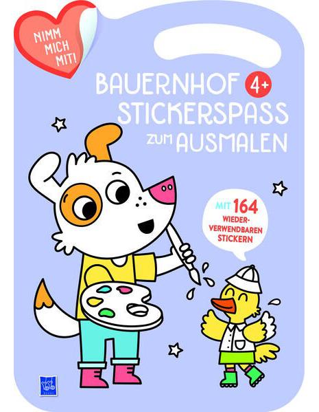 Yoyo Books Bauernhof Stickerspaß zum Ausmalen 4+ (Cover violett, Hund)