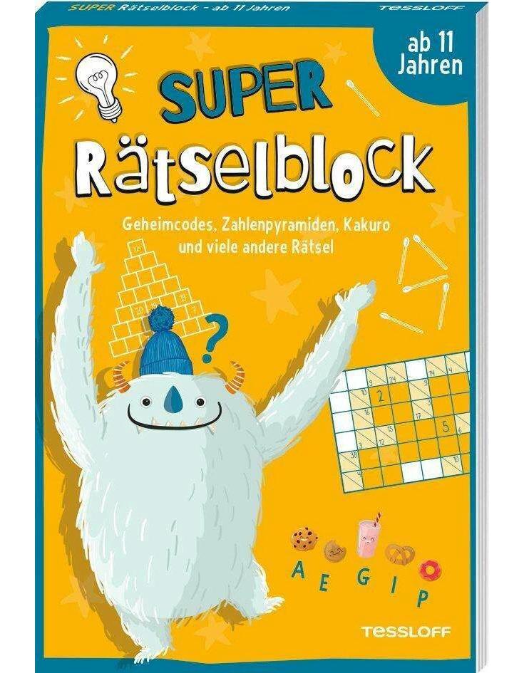 Tessloff Super Rätselblock ab 11 Jahren. Geheimcodes, Zahlenpyramiden, Kakuro und viele andere Rätsel (Deutsch, 2023, Stefan Heine, Presse Service Stefan Heine)