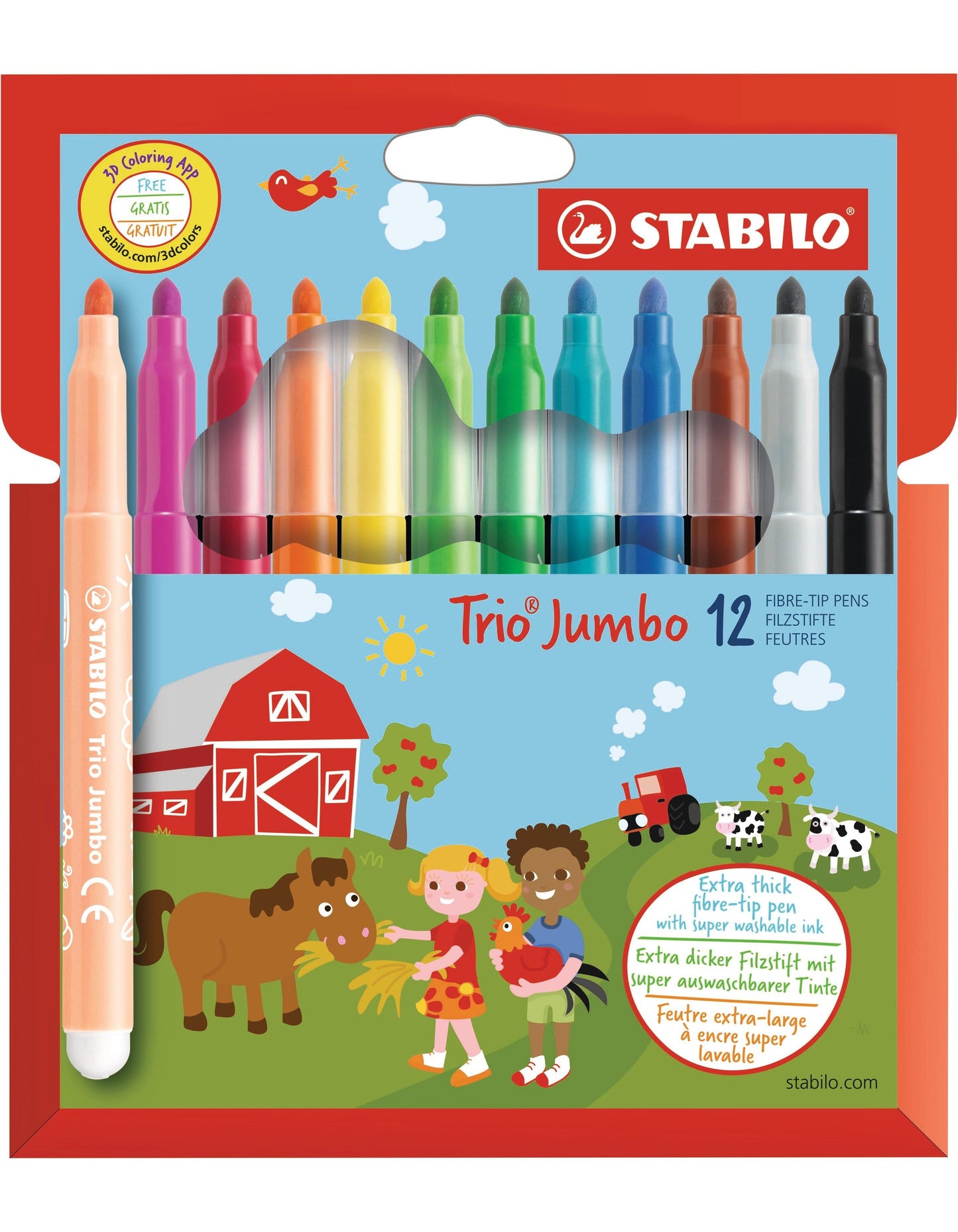 STABILO Trio Jumbo Dicker Filzstift (Mehrfarbig, 12 x)