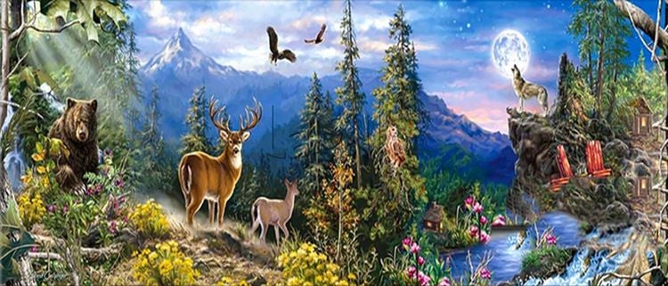 Diamond Painting "Waldszene" 70 x 30 cm