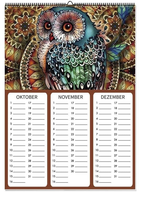 Diamond Painting Kalender immerwährend (Motiv: Glücksboten)