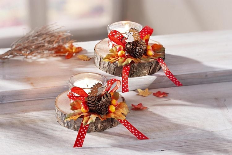 Baumstamm-Teelichthalter "Wood " 2er-Set