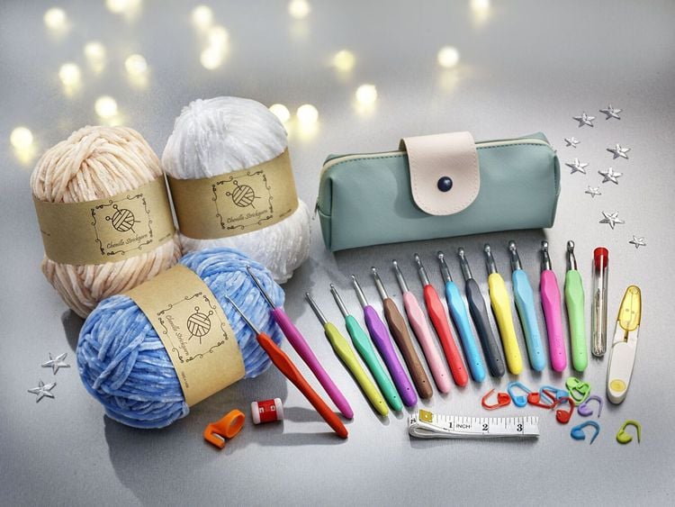 Chenille-Wolle 3 x 100 Gramm