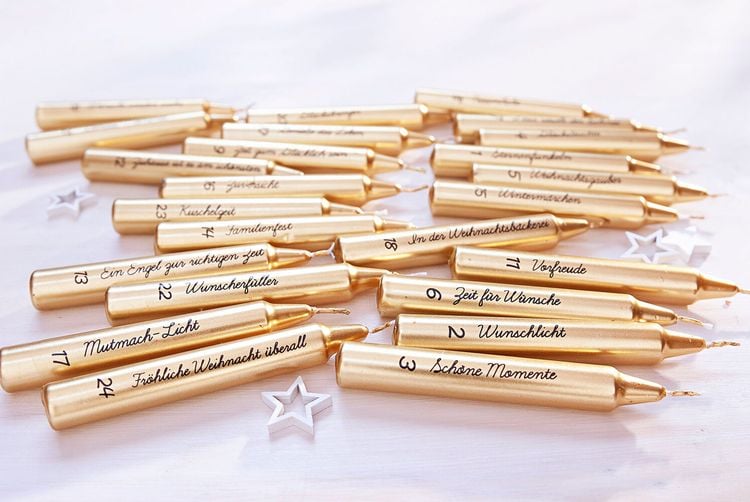 Adventskalender mit 24 Wunschkerzen inkl. Kranz