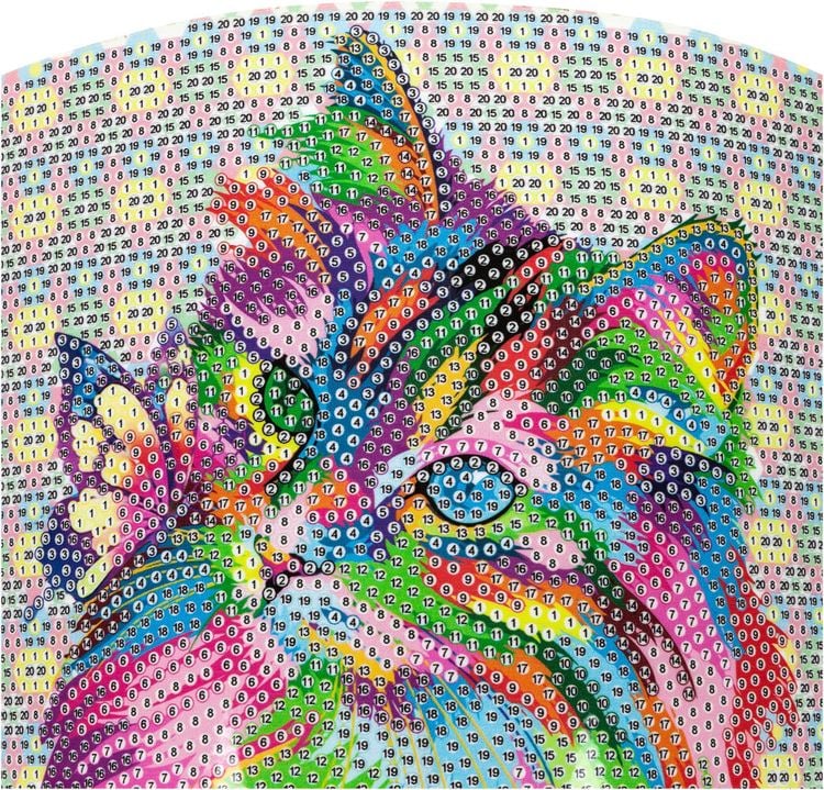 Diamond Painting DIY Bastelset Kaffeebecher (Ausführung: Bunte Katze) 470 ml