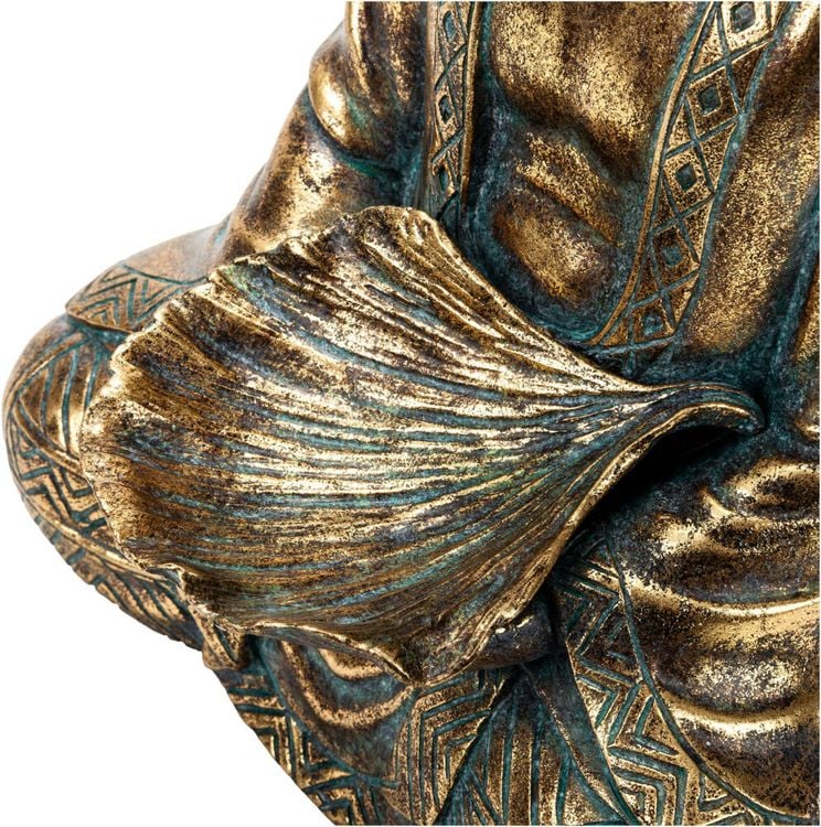 Dekofigur Buddha mit Ginkgoschale