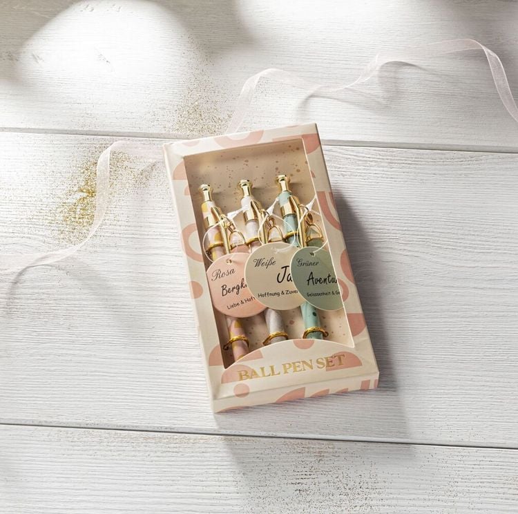 Kugelschreiber mit Edelsteinanhänger 3er-Set