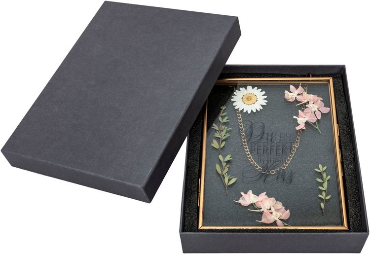 Geschenkset Bilderrahmen mit Spruch & Trockenblumen