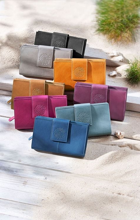 HJP RFID-Geldbörse "Dahlie" Leder, (Farbe: taupe)