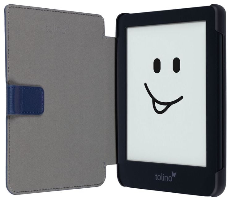 tolino shine 4, Schutztasche in Lederoptik (Farbe:blau)