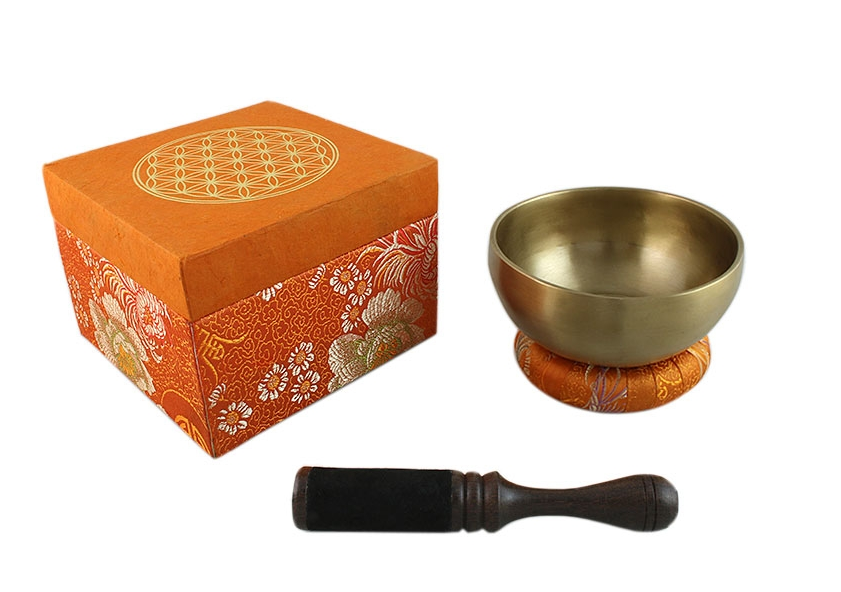 Klangschale in Box orange Blume