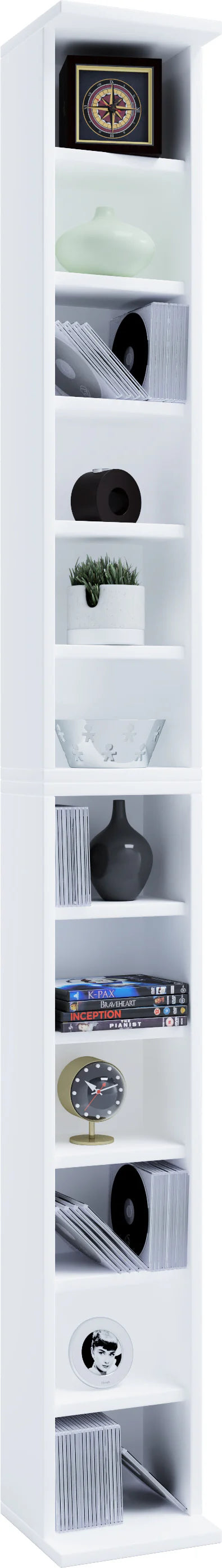 VCM CD/DVD Regal "Bigol" mit 12 Fächer - weiss