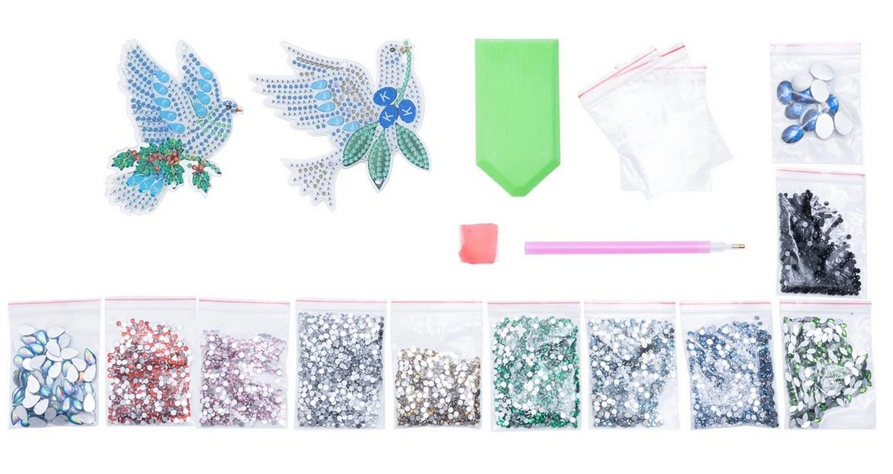 Diamond Painting Sonnenfänger "Taube" 2er-Set