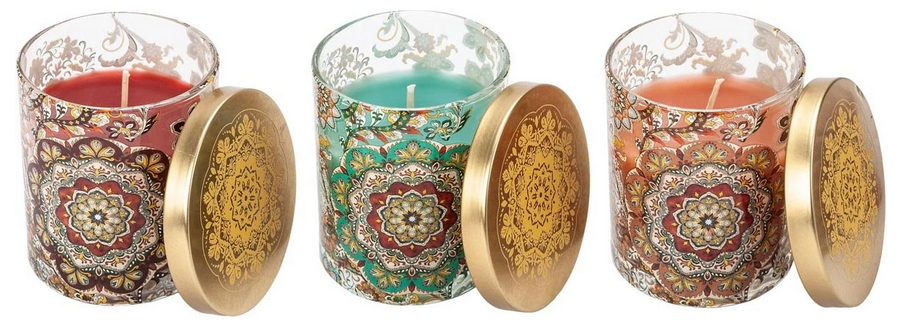 Duftkerzen im Glas "Mandala" 3er-Set