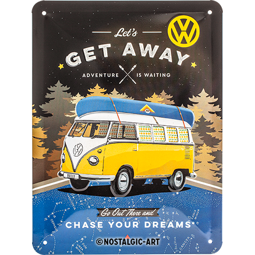 Blechschild 15x20. VW Bulli - Let's Get