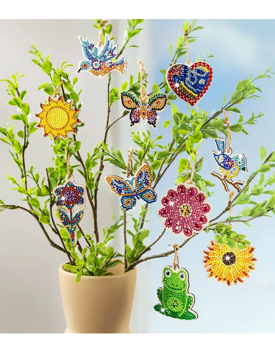 Bastelset Diamond Painting Holzformen+Sticker-Set "Spring" 47-teilig