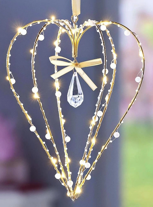 LED-Hängedeko "Golden Heart" 30 LEDs