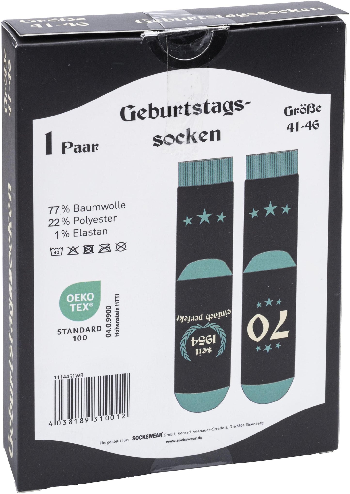 Geburtstagssocken (Ausführung: 70 Jahre)