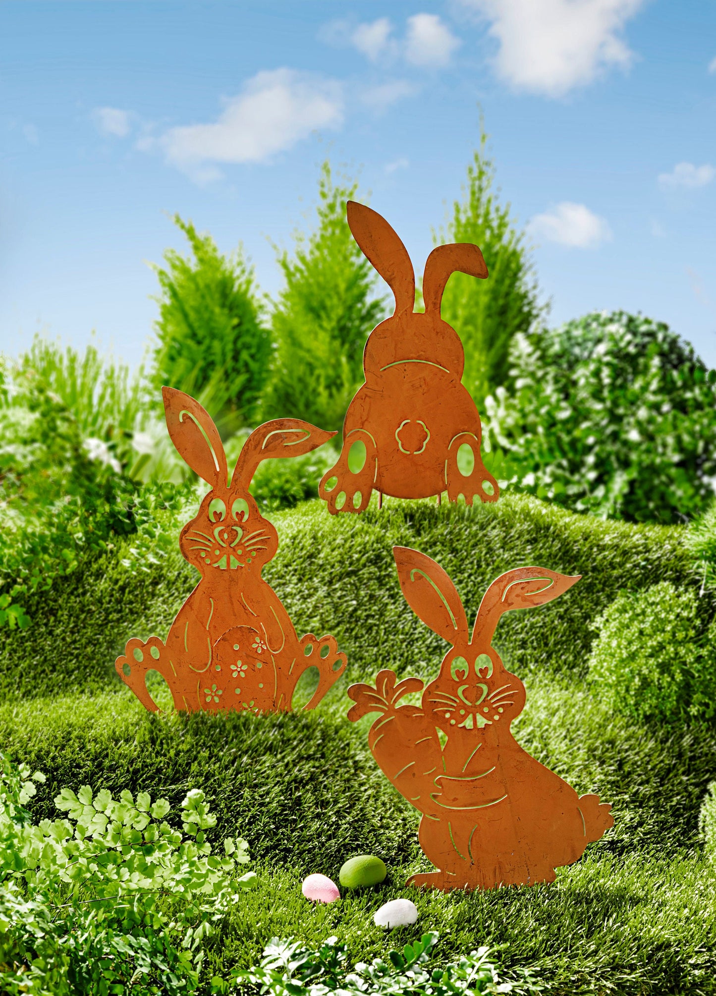 Gartenstecker "Osterhasen" 3er-Set