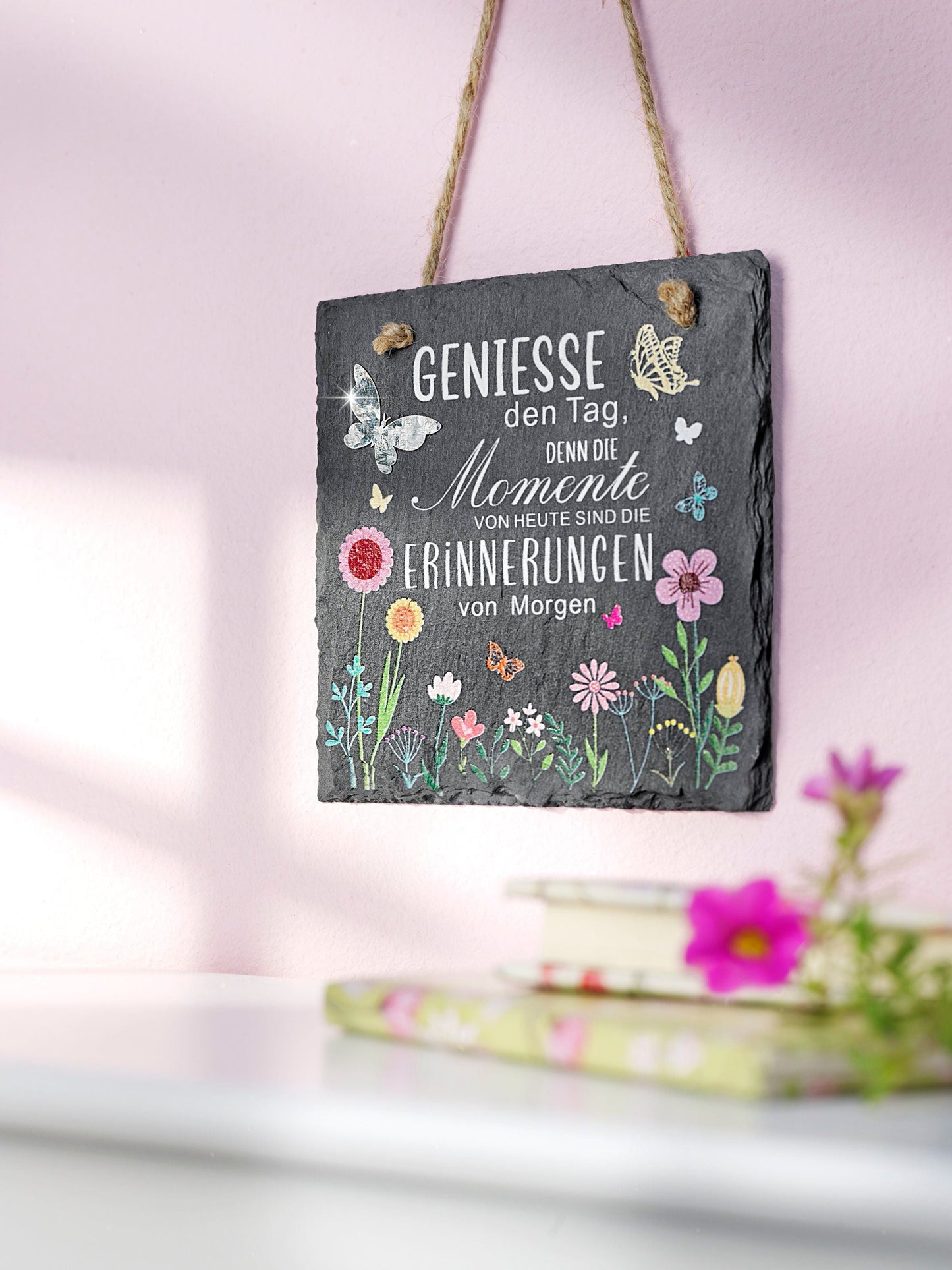 Schiefertafel "Geniesse den Tag"